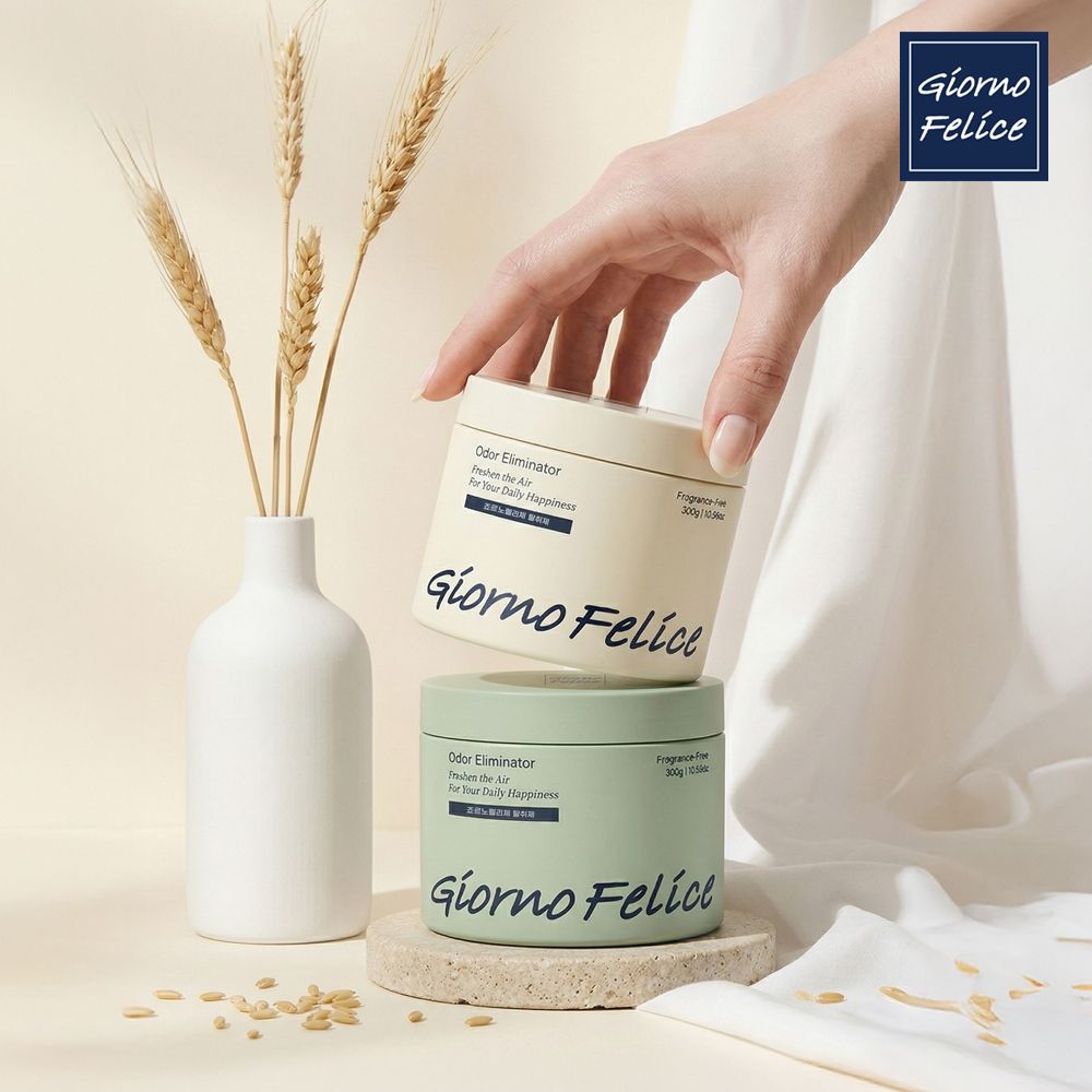 GIORNO FELICE Solid Odor Eliminator 300g Plant-Based Natural Deodorizer for Bathroom Closet Refrigerator Pet Smells _ Made in Korea